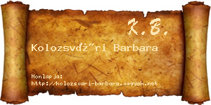 Kolozsvári Barbara névjegykártya