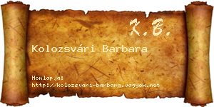 Kolozsvári Barbara névjegykártya